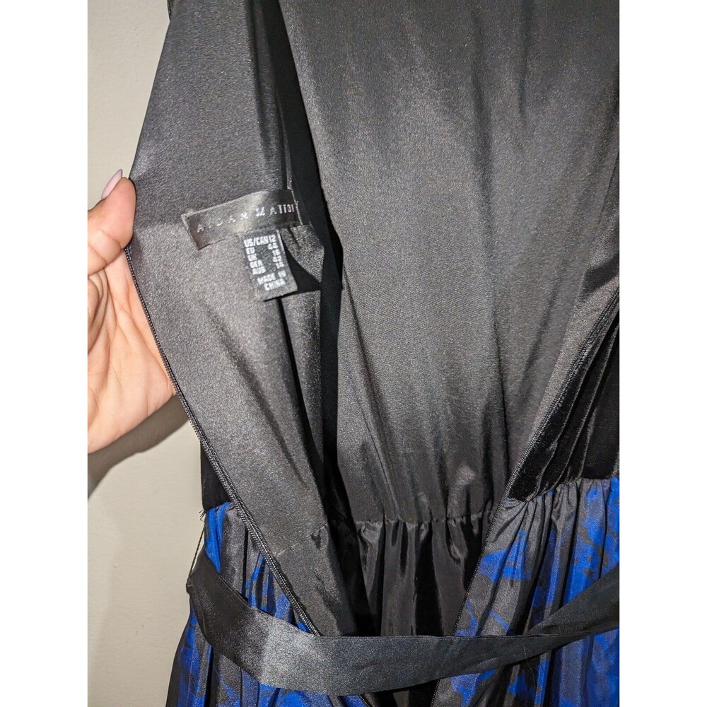 Aidan Mattox Black and Blue Maxi Dress - Picture 4 of 12